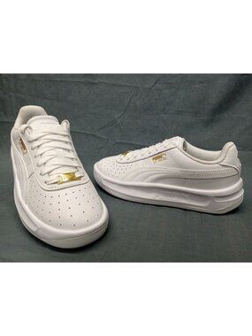 Puma GV Special Jr (GS) Sneakers Leather White Gold Boys Size 7 NEW IN BOX!